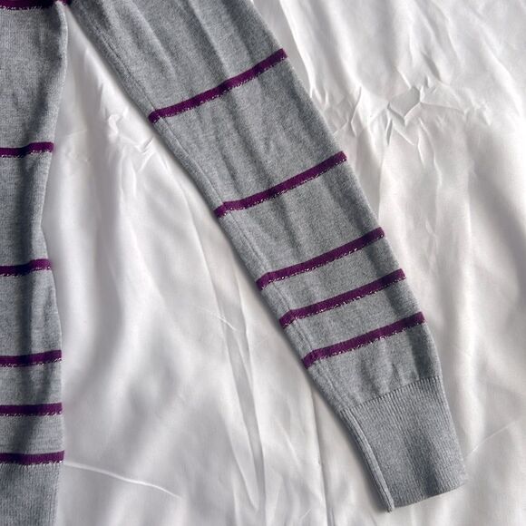 GUESS Vintage Y2K Vibes Grey Purple Glitter Stripe Bling Graphic Sweater… - Picture 3 of 5